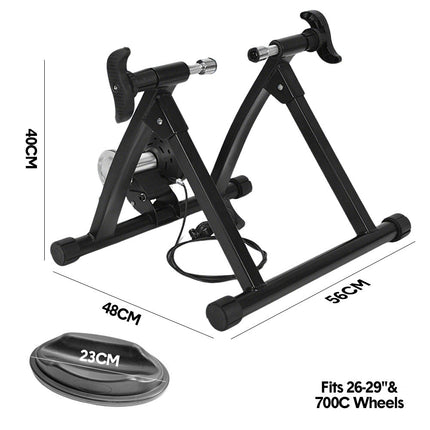 Portable Indoor Exercise Bike Trainer Stand Stationary Bicycle Training Stand Magnetic 6 Level Resistance For Indoor Riding with Noise Reduction Wheel