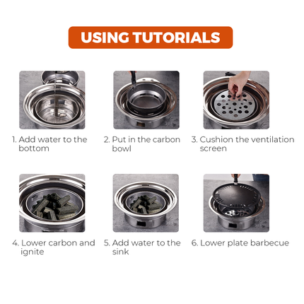 Portable Multifunctional Charcoal Barbecue Grill 13 Inch Stainless Steel BBQ Camping Grill Stove Tabletop Smoker Grill for Outdoor Indoor Picnic