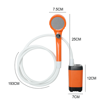 Portable Camping Shower IPX7 Waterproof Outdoor Shower Water Pump with Rechargeable Battery and Intelligent Digital Display for Camping Hiking Traveling