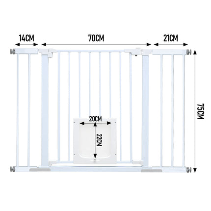 Alston 76cm Tall Baby Pet Security Gate Safety Adjustable Width with Cat Door for House Doorways Stairs Guard Extension Part Width 12cm/24cm Wall Mount