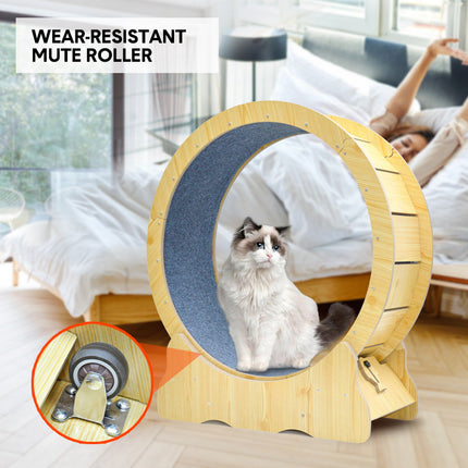 Cat Running Wheel Cat Running Wheel Ultra-Quiet Treadmill Exerciser Scratcher with Anti-Slip Carpet Detachable Runway and Safety Latch Cat Sport Runner Toy