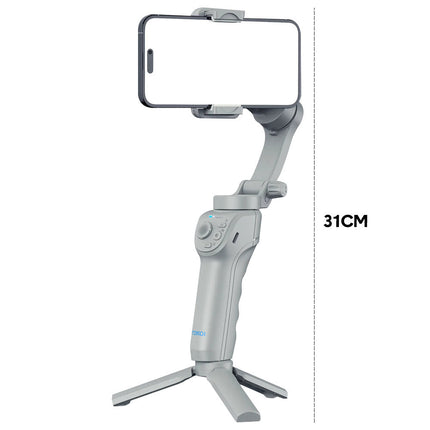 Portable Mobile Intelligent Gimbal 3 Axis Handheld Foldable and Rechargeable Smartphone Stabilizer 8 Modes with Tripod for Video Recording Face Tracking
