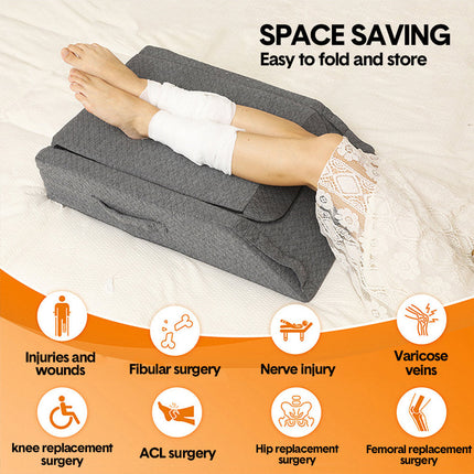 Leg Wedge Ergonomic Booster 3-Height Adjustable Memory Foam Leg Support Pillow with Washable Cover for Ankle Foot Rest Surgery Recovery and Pain Relief