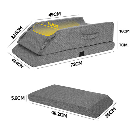 Leg Wedge Ergonomic Booster 3-Height Adjustable Memory Foam Leg Support Pillow with Washable Cover for Ankle Foot Rest Surgery Recovery and Pain Relief