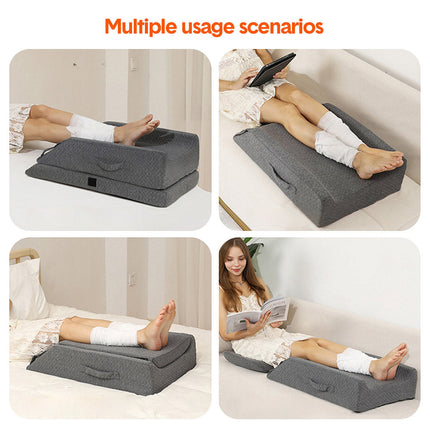 Leg Wedge Ergonomic Booster 3-Height Adjustable Memory Foam Leg Support Pillow with Washable Cover for Ankle Foot Rest Surgery Recovery and Pain Relief