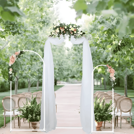 Metal Arch Backdrop White Stand Wedding Arch Stand Set of 3 (6FT/5FT/4FT) Square Arched Frame for Outdoor Birthday Party Ceremony