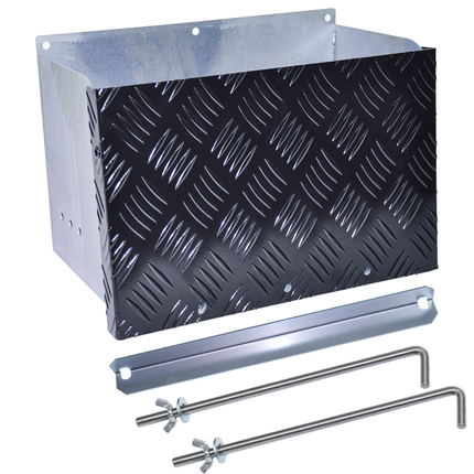 Battery Box Set Sturdy Galvanized Trailer Caravan Boat Spare Part with Lid and Hole for Secure Suits battery up to 160mm deep x 350mm wide Height 250mm