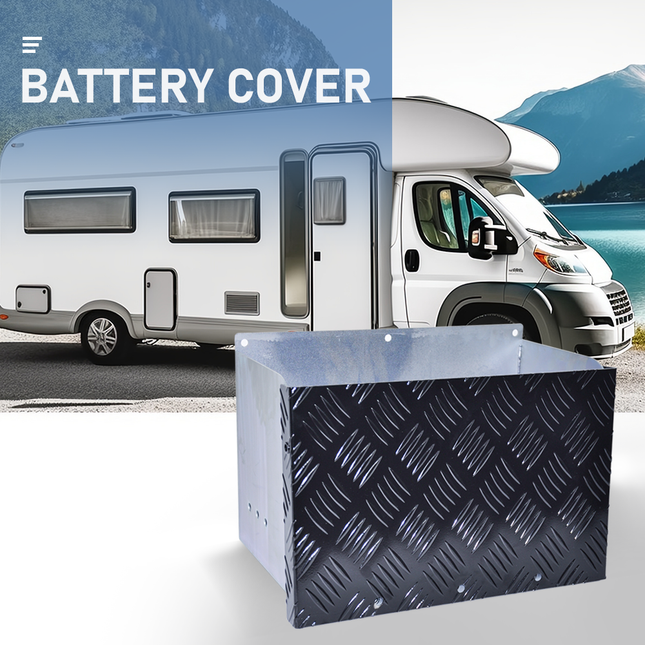 Battery Box Set Sturdy Galvanized Trailer Caravan Boat Spare Part with Lid and Hole for Secure Suits battery up to 160mm deep x 350mm wide Height 250mm