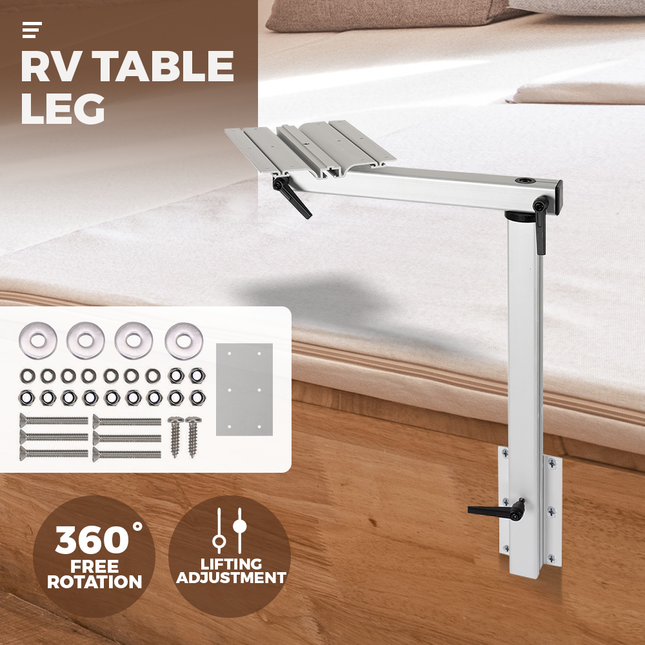 Adjustable RV Table Leg 360° Rotating Support Pedestal Table Leg RV Accessories, Detachable Aluminum Alloy Support Table Pedestal with Stepless Knob