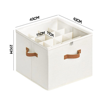 2 Pack Shoe Organizer Zipper Clear Lid Fabric Shoe Storage Box Space Saving Beige Shoe Holder for Closet and Adjustable Dividers Fits up to 16 Pairs