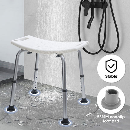 Shower Chair Stable Non-Slip Bath Seat 37-52cm Height Adjustable with Shower Holder and Armrest for Elderly Medical Disabled Safety Bathroom Max Load 100kg