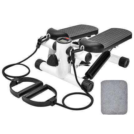 Mini Stepper Home Office Stair Stepper Machine with Resistance Bands and LCD Monitor for Full Body Workout Cardio Exercises Calves Trainer Calf Stretch