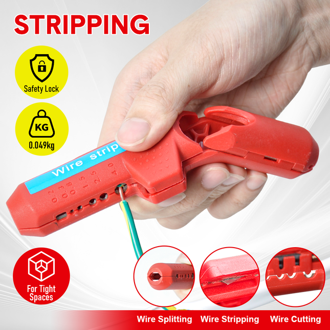 Wire Stripper Ergonomic Curved Handle Cable Stripping Splitting Cut Tool Wide Stripping Ranges Hand Tool with 6 Size Planer Holes for Electrical