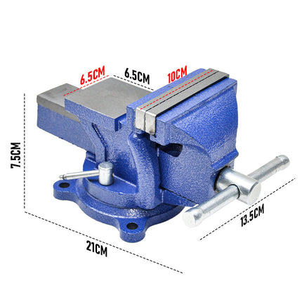 Heavy Duty 4" Bench Vice Table Top Clamp Vise with Anvil Swivel Base For Woodworking Fit for Home and Workshop Application