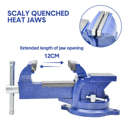 Heavy Duty 4" Bench Vice Table Top Clamp Vise with Anvil Swivel Base For Woodworking Fit for Home and Workshop Application