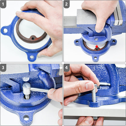 Heavy Duty 4" Bench Vice Table Top Clamp Vise with Anvil Swivel Base For Woodworking Fit for Home and Workshop Application
