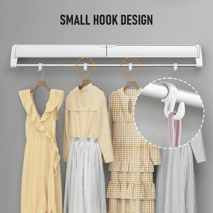 Alston Wall Mounted Drying Rack Clothes Airer Space Saver Folding Dryer Bearing Capacity 12KG Foldable Rail With Hooks Indoor Outdoor Balcony Laundry White