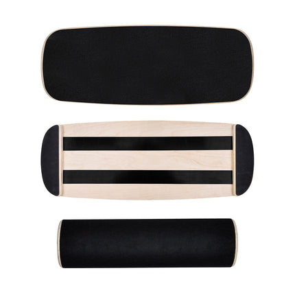 Wooden Balance Board Non-Slip Roller Board Home Fitness Balance Trainer Improves Core Stability for Snowboard Skateboard Surf Yoga Training Max Load 200kg