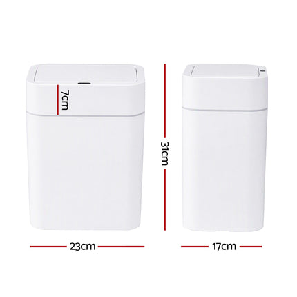 Artiss Rubbish Bin 12L 2-Pack Sensor Kitchen Automatic Motion Touchless White