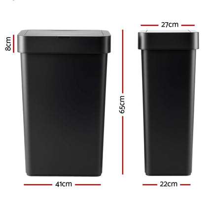 Artiss Rubbish Bin 50L Sensor Kitchen Automatic Motion Plastic Touchless Black