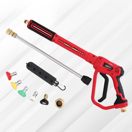 Giantz Pressure Washer Gun Short Trigger 4000PSI M22-14 1/4 Inch 5 Nozzles Red