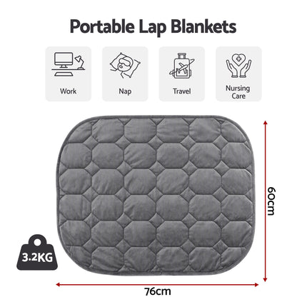 Giselle Weighted Lap Blanket 3.2KG Grey Crystal Velvet Quilted Glass Bead Fill for Sofa Office