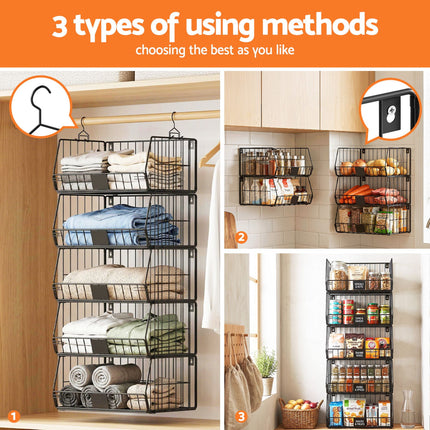 Artiss 5 Tier Stackable Closet Organizers and Storage Closet Hanging Storage Organizer Shelves
