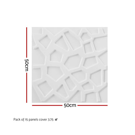 Artiss 3D Wall Panels PVC Decorative Panels 50x50cm Set of 15 Feature Wall Poly