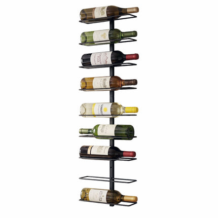 Artiss Wall Mounted Wine Rack 9 Bottles Display Storage Organizer Metal Black
