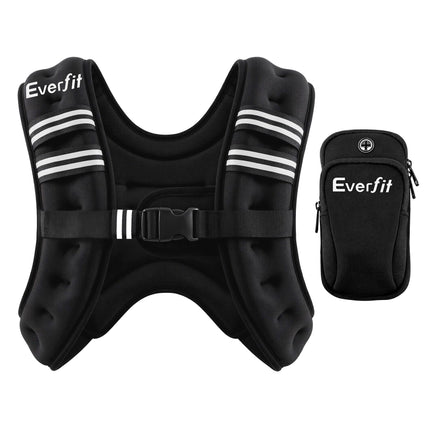 Everfit 3kg Weighted Vest Men Women, Reflective Running Vest with Armband Pouch