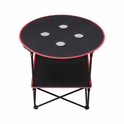Weisshorn Folding Camping Table with 4 Cup Holders Metal Oxford 73CM Black