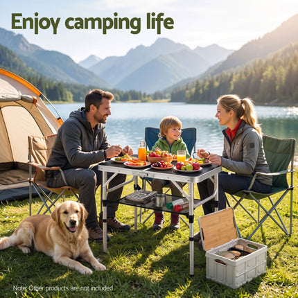 Weisshorn Folding Camping Table Adjustable Aluminium 60 x 40 cm Black