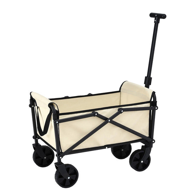 Gardeon Garden Cart Folding Trolley Camping Wagon Barrow Outdoor Beach Beige