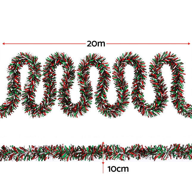 Jingle Jollys 20M Christmas Tinsel Garland Mixed Colors Xmas Party Decoration