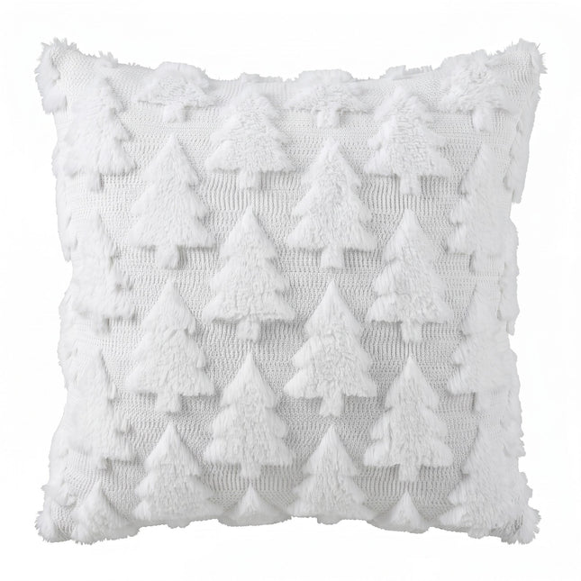 Jingle Jollys Christmas Tree Pillow Covers 2 Packs Cushion Covers Soft Faux Fur Jacquard Throw Pillow Covers 45 x 45cm White