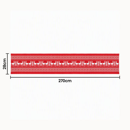 Jingle Jollys Christmas Table Runner Reindeers 270x28CM Dining Party Decor Red