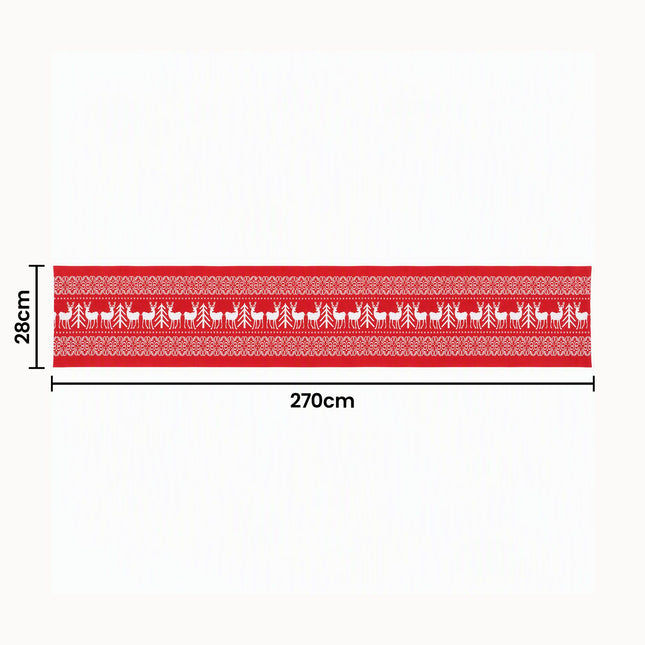 Jingle Jollys Christmas Table Runner Reindeers 270x28CM Dining Party Decor Red