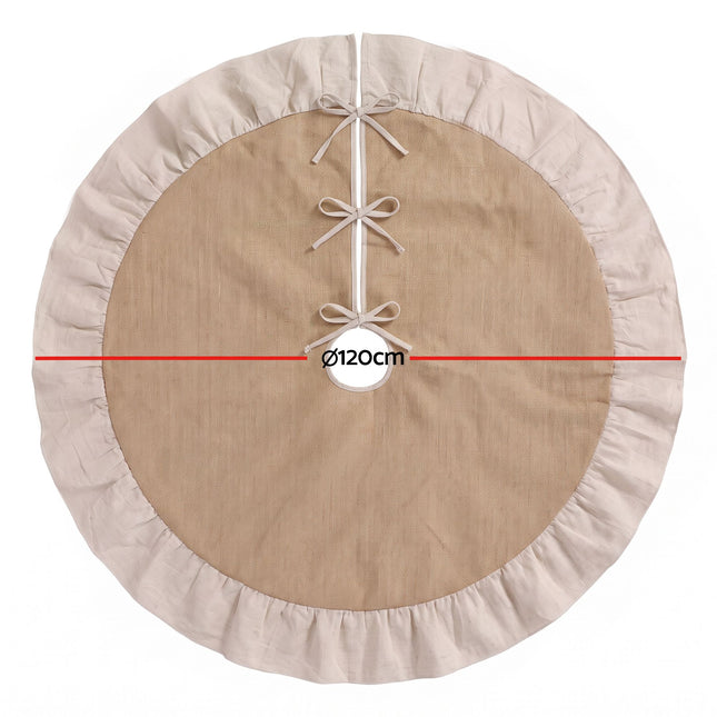 Jingle Jollys 120cm Christmas Tree Skirt Linen Christmas Tree Mat Decor