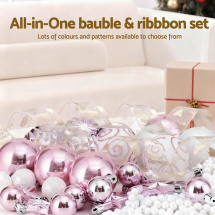Jingle Jollys Christmas Tree Decoration Set Ribbon Baubles Ornaments Party 34pcs