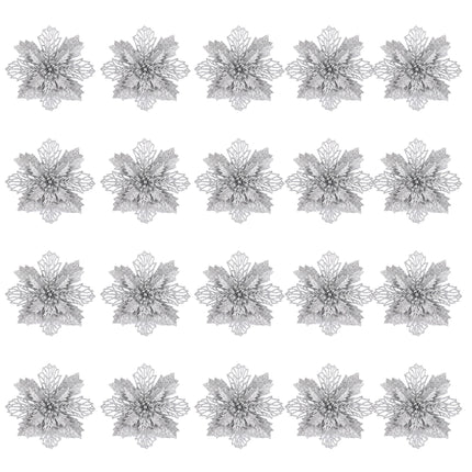Jingle Jollys 20Pcs Christmas Tree Flower Set Garland Wreath Poinsettia Decorations