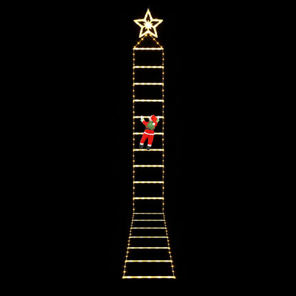 Jingle Jollys Christmas Ladder Lights Santa 3.4m 328LED Hanging Decor Warm White