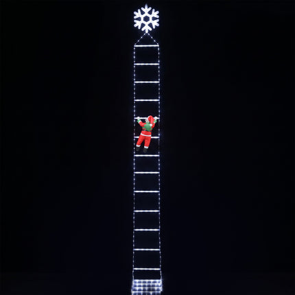Jingle Jollys Christmas Ladder Lights Santa 3.4m 328LED Hanging Decor Cool White