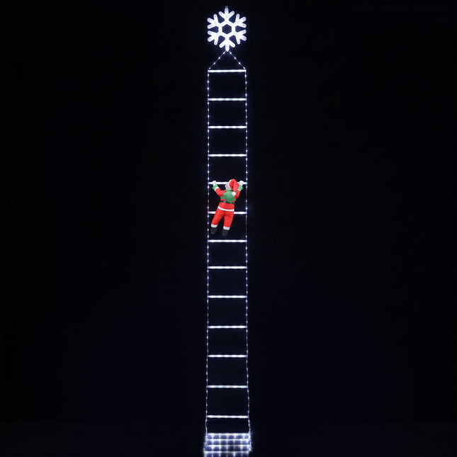 Jingle Jollys Christmas Ladder Lights Santa 3.4m 328LED Hanging Decor Cool White