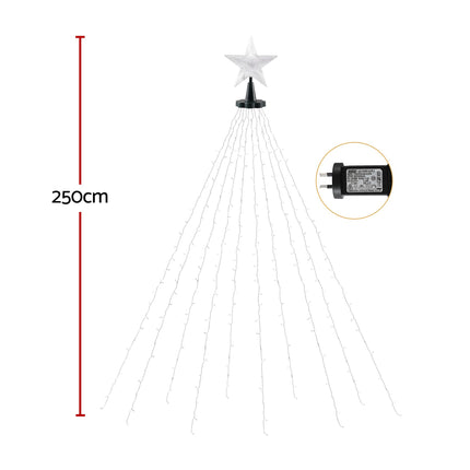 Jingle Jollys 2.5M Christmas Tree Lights Christmas Lights Tree Topper Waterfall Fairy Lights White