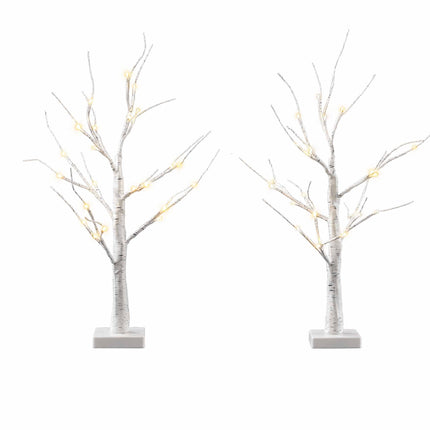 Jingle Jollys Lighted Branch Tree Christmas Decorations Warm White Christmas Lights 2 Pack 60cm