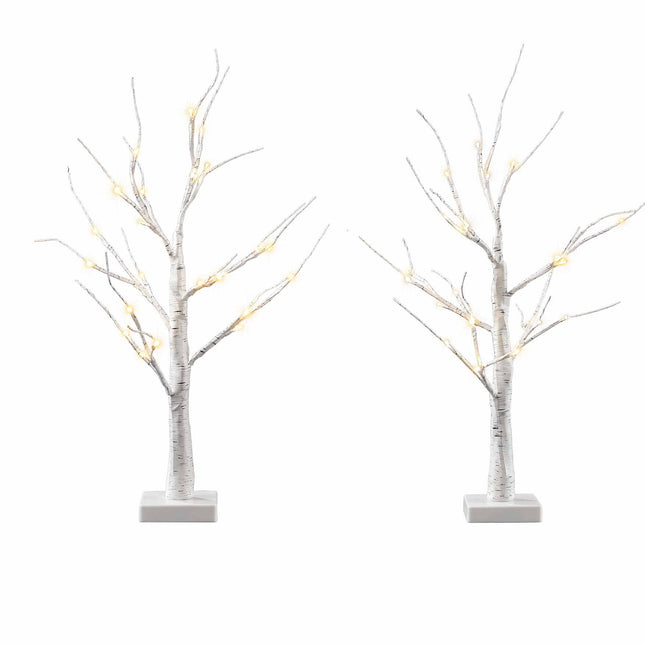 Jingle Jollys Lighted Branch Tree Christmas Decorations Warm White Christmas Lights 2 Pack 60cm