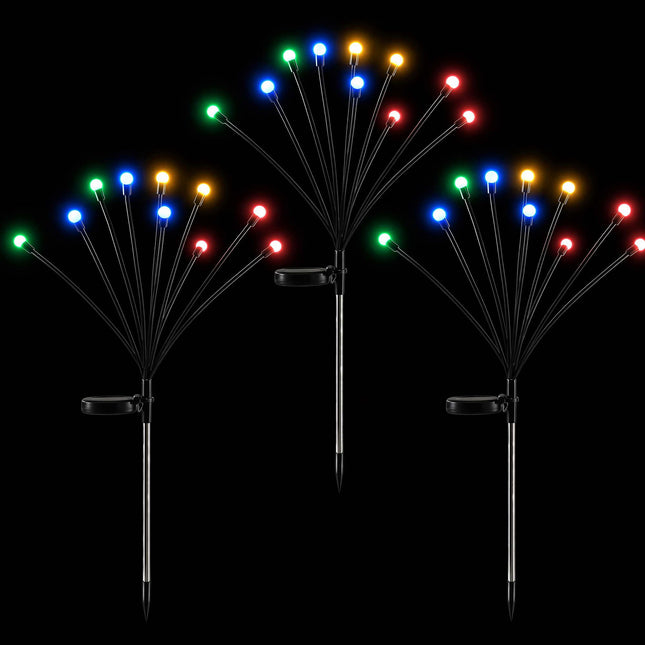 Jingle Jollys Christmas Lights Solar Firefly Lights Garden Decoration Path Lights Multicolour 3 Pack