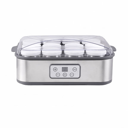 Devanti Yoghurt Maker Machine with 12x180ml Glass Cups Temp Control Grey