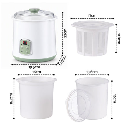 Devanti 2-in-1 Yoghurt Maker and Fermenter 2L with Greek Yoghurt Strainer Soft Cheese Machine